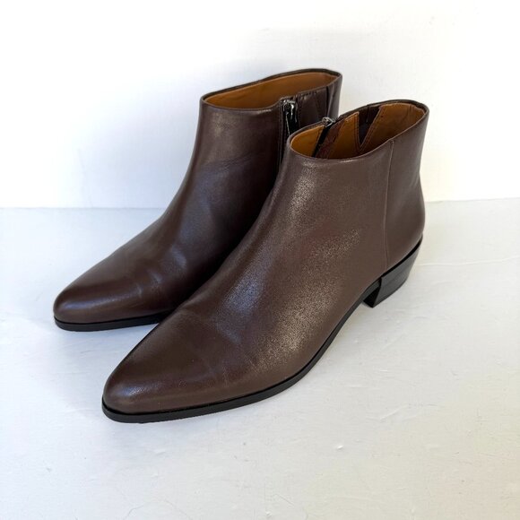 Coach Montana Leather Ankle Boots Block Heel Brown Womens Size 7.5 B - Picture 2 of 12